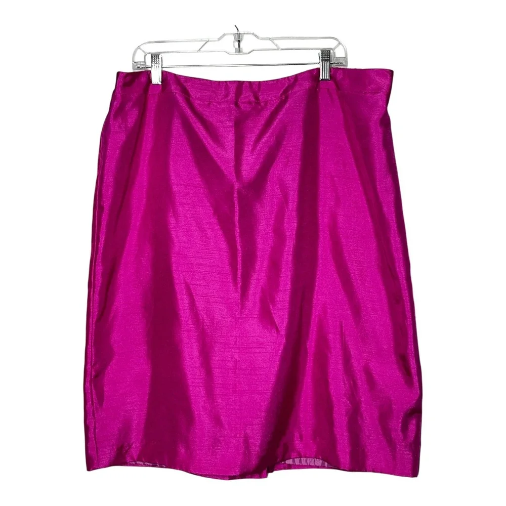 Emily Womens Magenta Pink Skirt Suit Set Rhinestone Buttons Plus‎ Size 18W